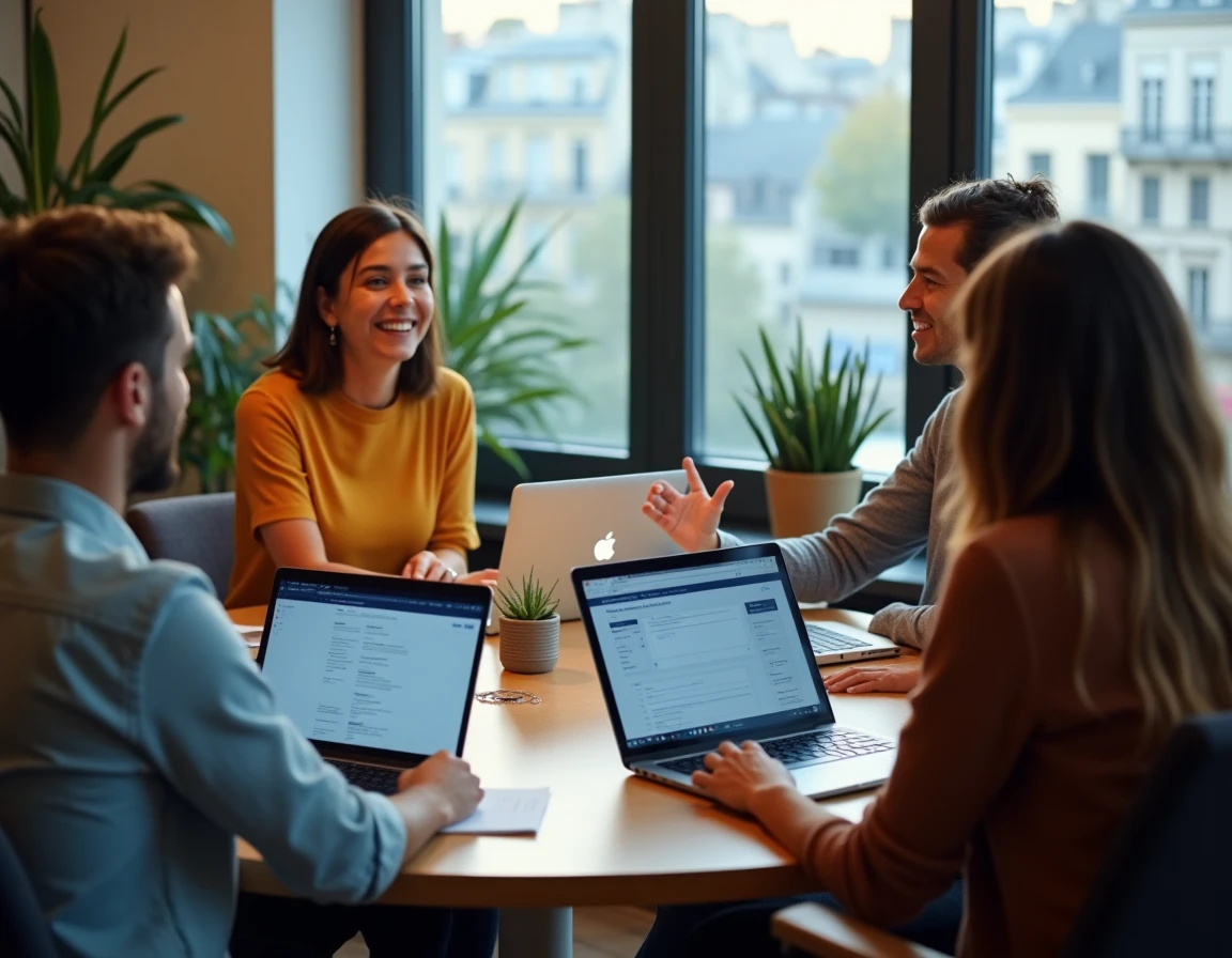 Groupe de professionnels en atelier lors d'une conférence formation digitale à Paris