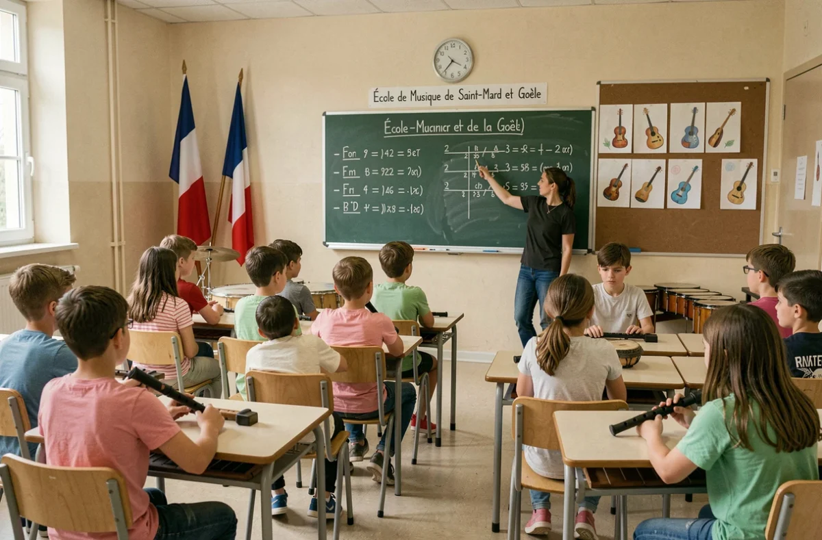 Des enfants en cours de musique à l'École de Musique de Saint-Mard et de la Goële