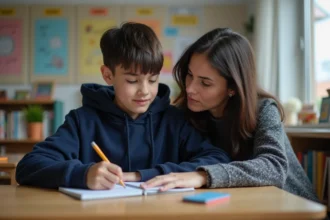 Élève en classe SEGPA bénéficiant d'un accompagnement individualisé par un enseignant spécialisé dans une petite salle de classe adaptée