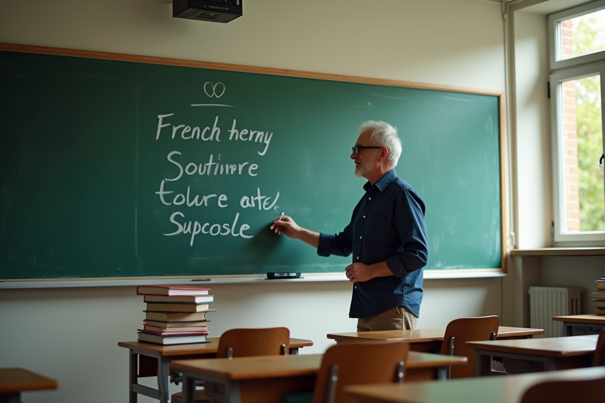 Professeur en classe universitaire écrivant au tableau