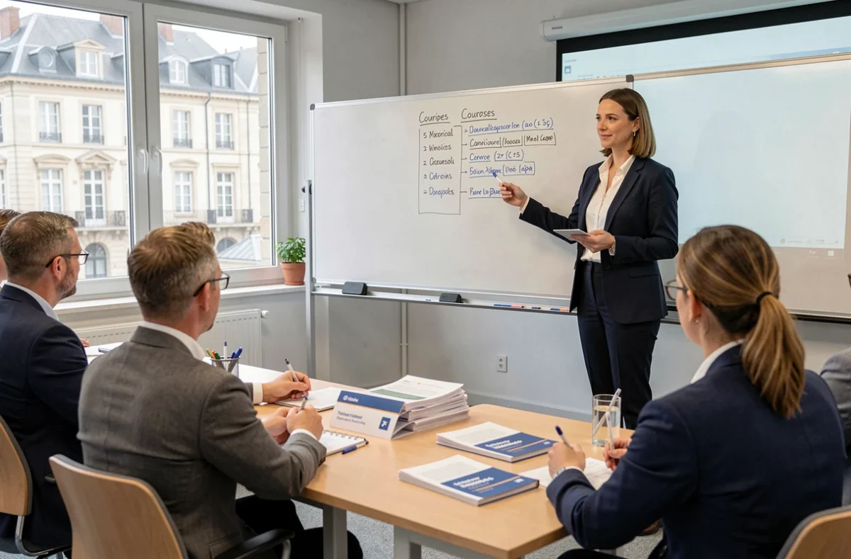 Formatrice présentant un programme pédagogique à L'Étape Formation, centre de formation professionnelle à Metz