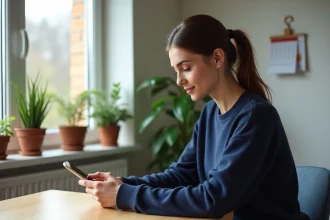 Jeune femme configure son email sur un téléphone Android