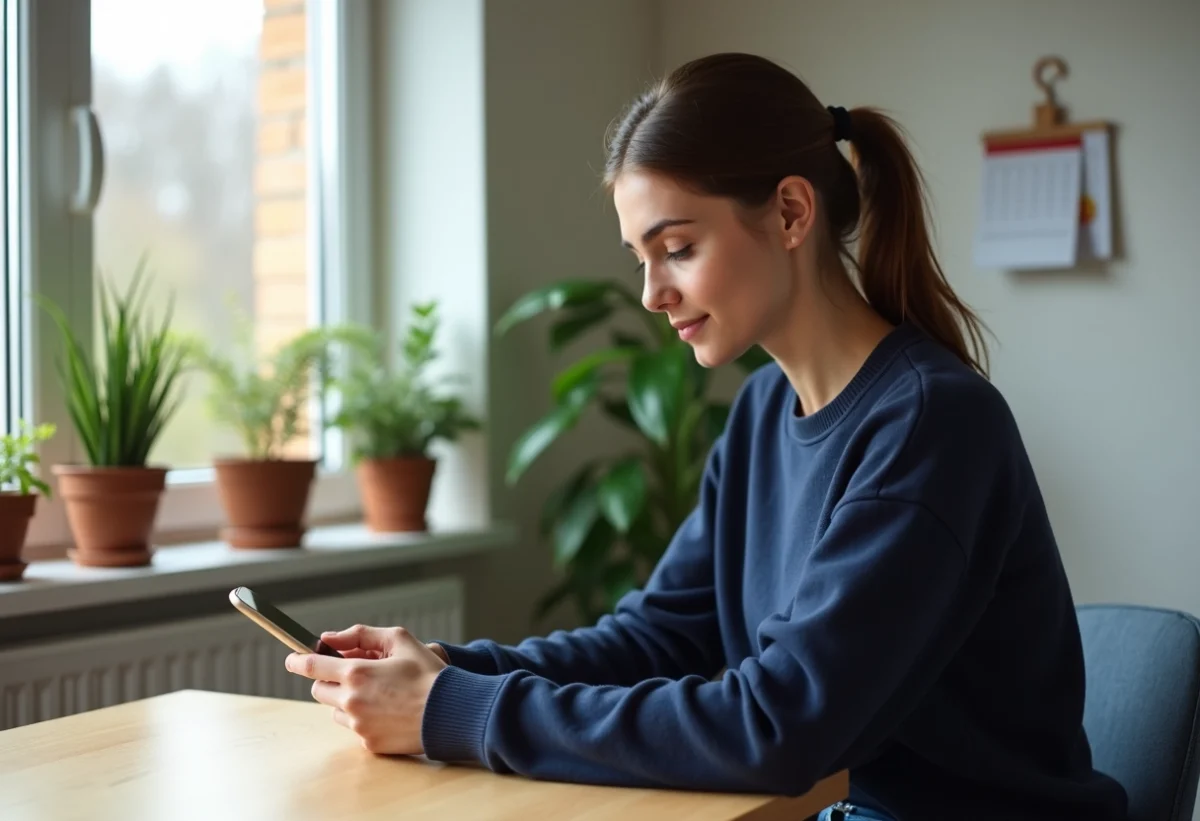 Jeune femme configure son email sur un téléphone Android