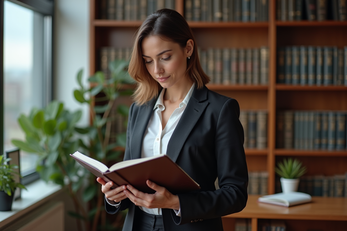 Femme lisant un livre sur la formation professionnelle