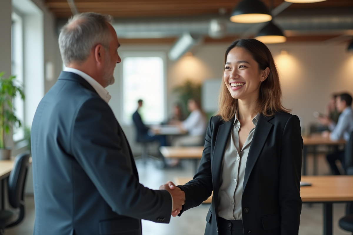 Jeune femme professionnelle serrant la main d