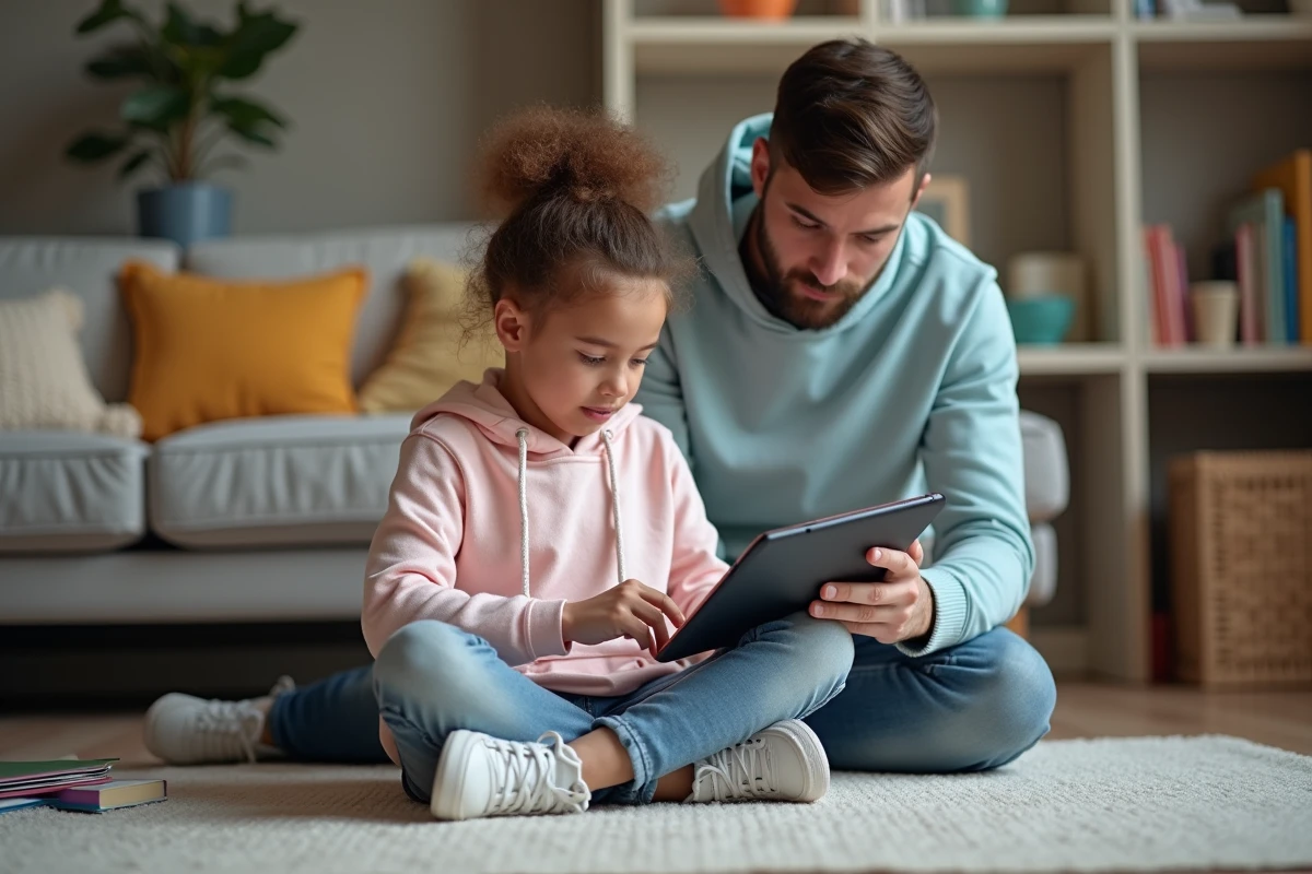 Fille de onze ans avec un adulte qui l