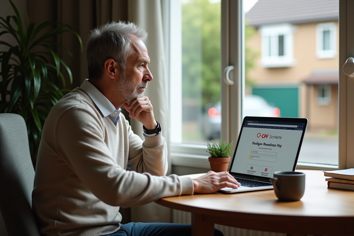 Homme à la maison regardant son ordinateur portable
