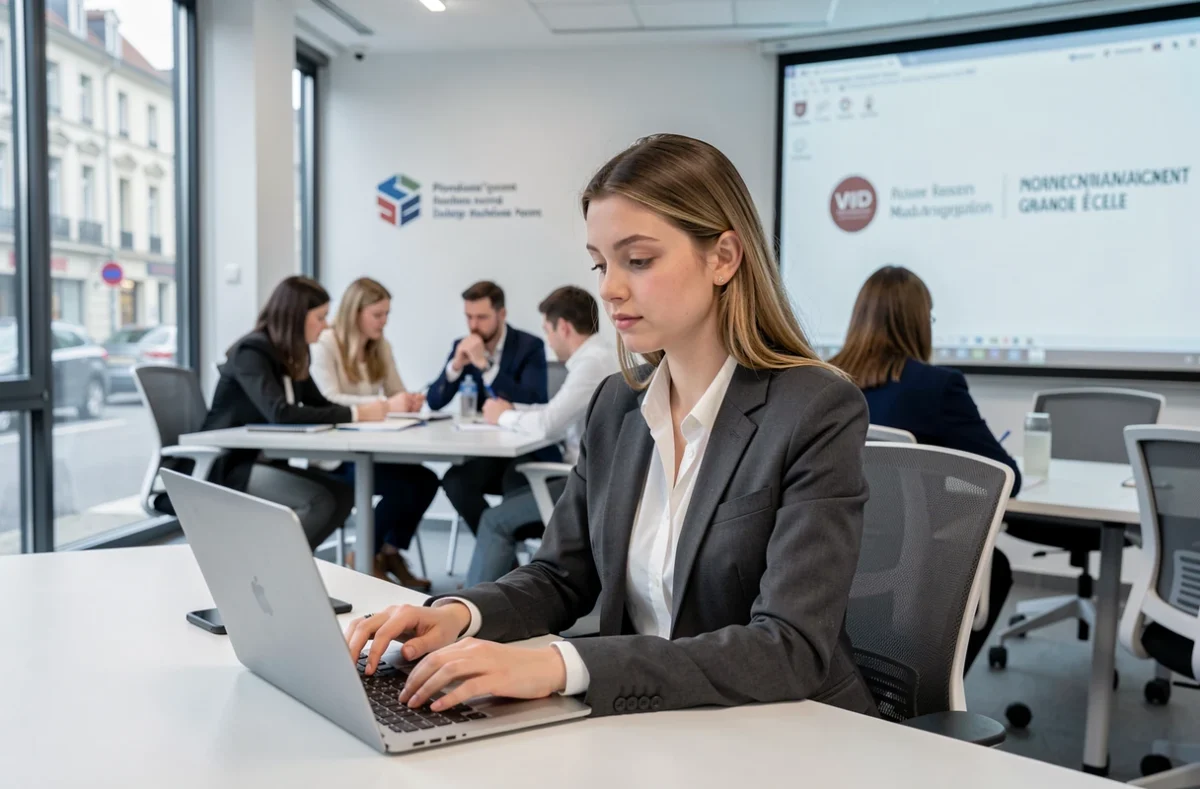 Jeune étudiante en cours de management dans les locaux de Sup-Formation, école supérieure à Metz